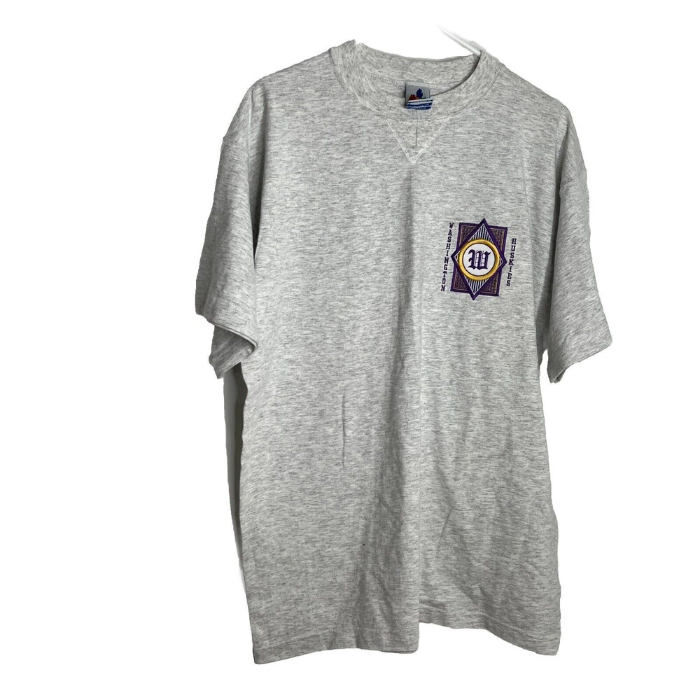 Vintage Washington Huskies Shirt 90s Embroidered Tee USA Made Rose Bowl L